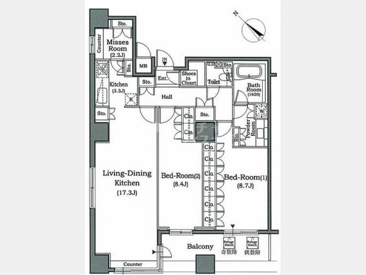 間取図　【ホライズンプレイス赤坂（HORIZON　PLACE　AKASAKA）】