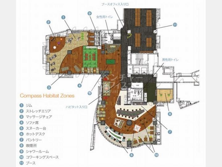 4階にあるコワーキングスペース 「ハビタット」 【MG目黒駅前ビル(コンパスオフィス MG目黒駅前センター)】