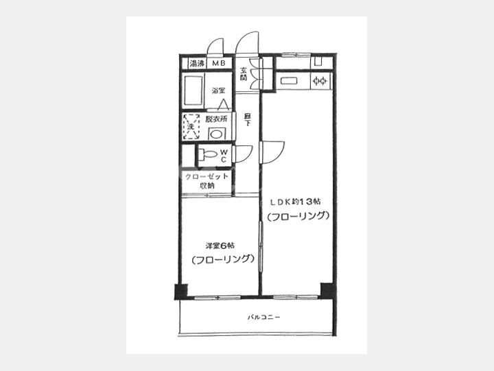２０６間取図　1LDK　【ベルコリーヌ】