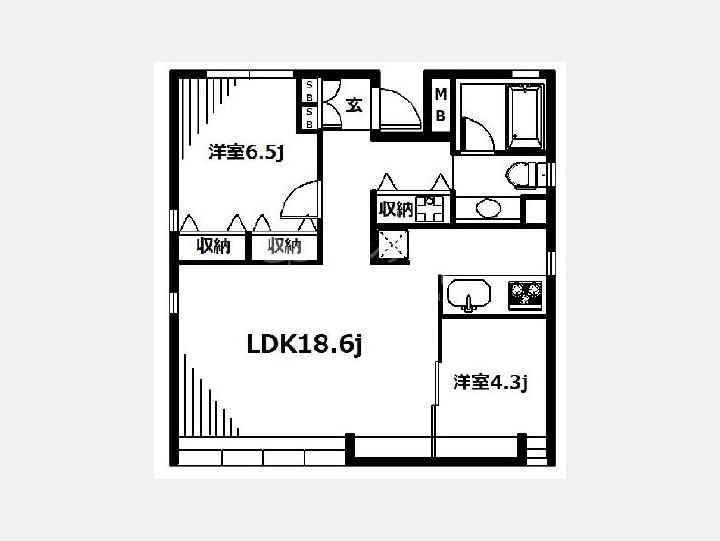 ２０４間取り図【ＤＥＮ　ＦＬＡＴ南平台】