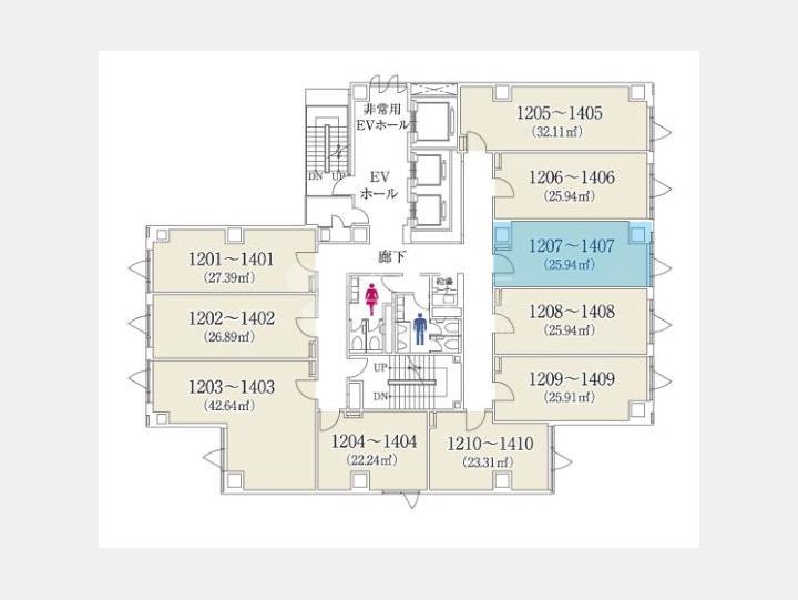 １４０７間取り図【クロスオフィス内幸町】 