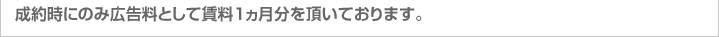 成約時にのみ広告料として賃料1カ月分を頂いております。