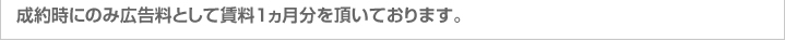 成約時にのみ広告料として賃料1カ月分を頂いております。